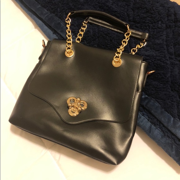 Black purse with chain handles, never used - Picture 1 of 2